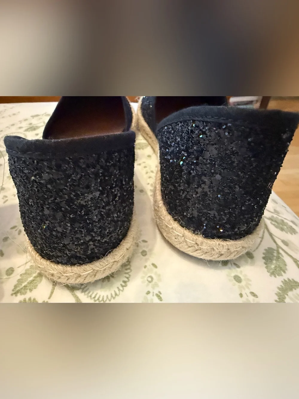 Sz 38 (7.5) Verbena black sparkle espadrilles, excellent condition, flats, shoes